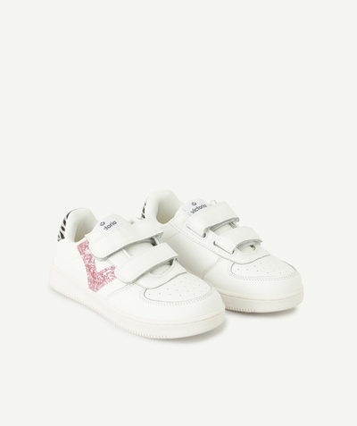 Girl radius - GIRLS' WHITE TRAINERS WITH A PINK GLITTER LOGO