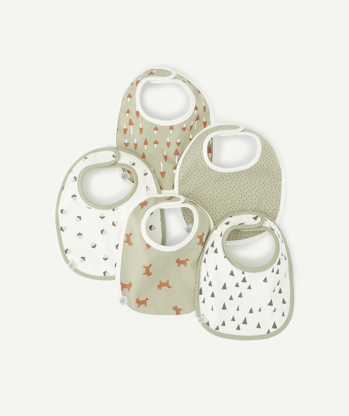 All accessories radius - PACK OF FIVE ORGANIC COTTON FOX BIBS FOR BABY BOYS