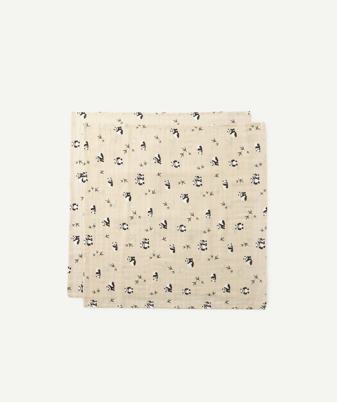 Maternity bag radius - PACK OF TWO LEWIS MUSLIN CLOTHS WITH PANDAS