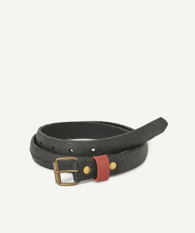 Girl radius - LA VIE EST BELT® - BLACK AND RED BELT MADE FROM RECYCLED BICYCLE TYRES