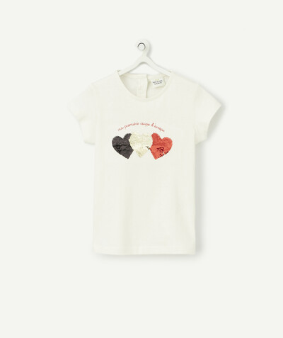 Outlet radius - BELGIUM FOOTBALL T-SHIRT IN ORGANIC COTTON WITH HEARTS IN SEQUINS