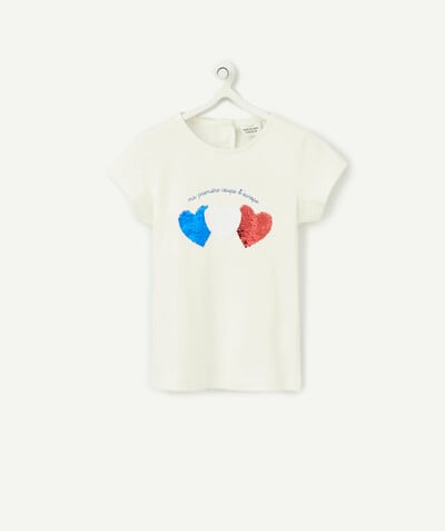 Low prices radius - FRANCE FOOTBALL T-SHIRT IN ORGANIC COTTON WITH HEARTS IN SEQUINS