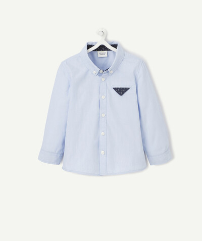 Shirt and polo radius - BLUE COTTON SHIRT WITH FINE STRIPES