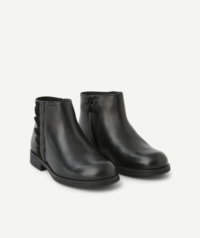 Shoes radius - BLACK LEATHER BOOTS WITH FRILLS