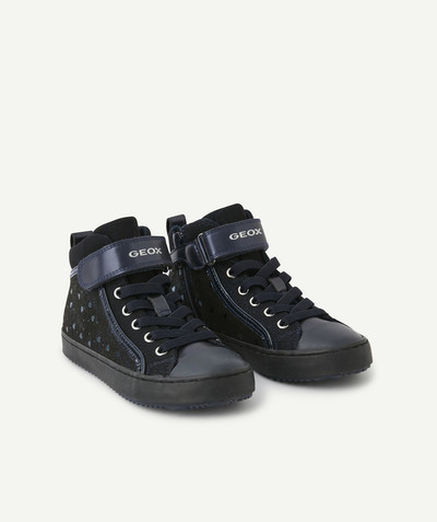 Girl radius - GEOX® - HIGH-RISE BLACK TRAINERS IN A STARRY FABRIC