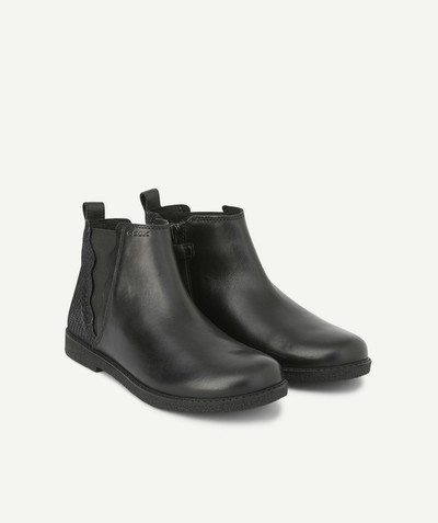Boots radius - BLACK BOOTS IN LEATHER, TWO MATERIALS