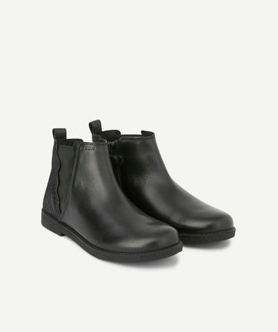 Boots radius - GEOX® - BLACK BOOTS IN LEATHER, TWO MATERIALS