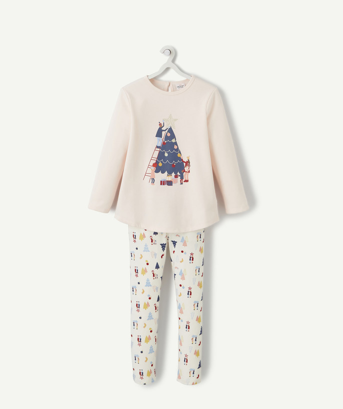 Pyjamas de Noël Rayon - LE PYJAMA DE NOËL EN MOLLETON DOUBLÉ ROSE ET ÉCRU