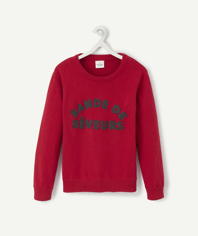 Pullover - Cardigan radius - RED JUMPER WITH A PRINTED MESSAGE