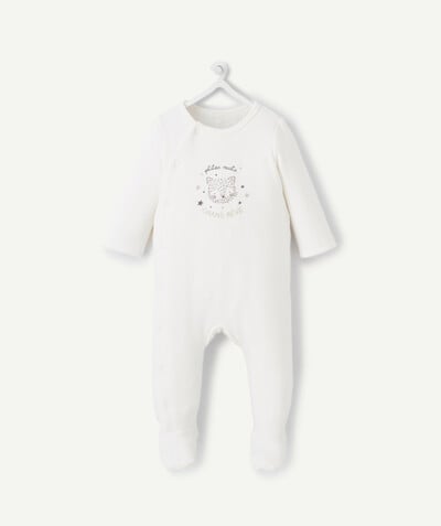 Baby-boy radius - PREMATURE BABY SLEEPSUIT IN CREAM ORGANIC COTTON, LINED
