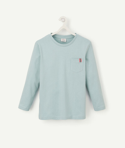 TOP radius - SKY BLUE T-SHIRT IN ORGANIC COTTON WITH A POCKET