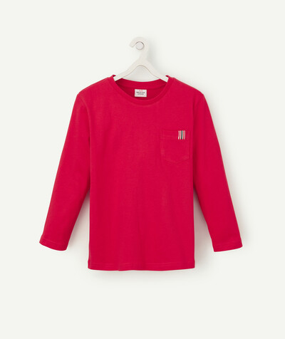 Boy radius - RED T-SHIRT IN ORGANIC COTTON WITH A POCKET