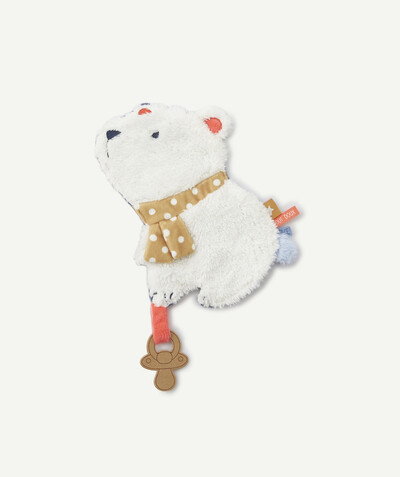 Other accessories radius - FLAT SOFT TEDDY WITH DUMMY HOLDER MADE FROM RECYCLED FIBRES