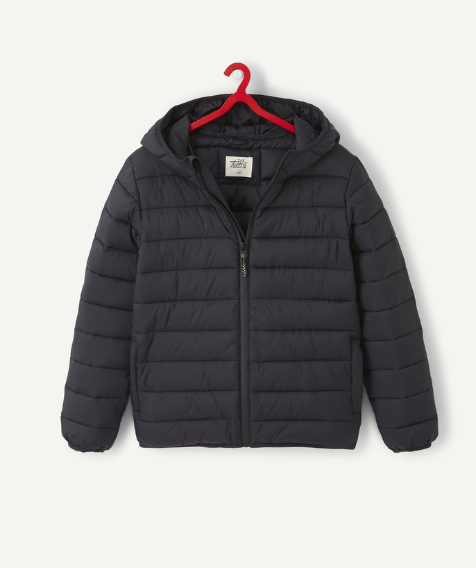 Coat - Padded jacket - Jacket radius - LIGHT AND WATER-REPELLENT BLACK PADDED JACKET IN RECYCLED FIBRES