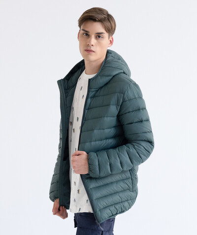 Teen boys' clothing radius - LIGHTWEIGHT AND WATER-REPELLENT GREEN PADDED JACKET