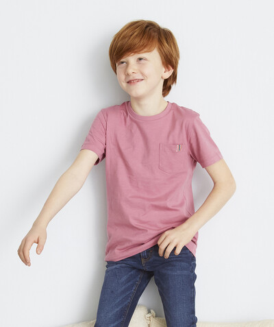 Boy radius - OLD ROSE T-SHIRT IN ORGANIC COTTON WITH A POCKET