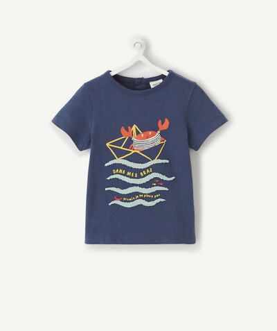 T-shirt Rayon - LE T-SHIRT BLEU MARINE CRABE EN COTON BIOLOGIQUE