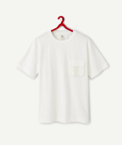 Teen boys' clothing radius - WHITE T-SHIRT IN ORGANIC COTTON WITH POCKET