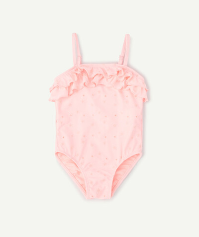 Beach Collection radius - ONE-PIECE PINK SWIMSUIT WITH BRODERIE ANGLAIS