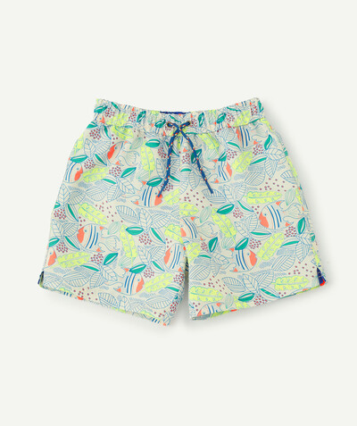 Beach Collection radius - WHITE TROPICAL PRINT AND FISH SWIMMING TRUNKS.