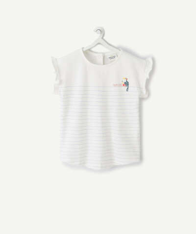Private sales radius - WHITE T-SHIRT IN ORGANIC COTTON WITH BLUE STRIPES
