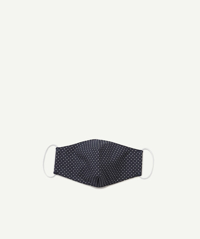 Boy radius - ADULT NAVY BLUE SPOTTED MASK IN RECYCLED FABRIC - CATEGORY 1