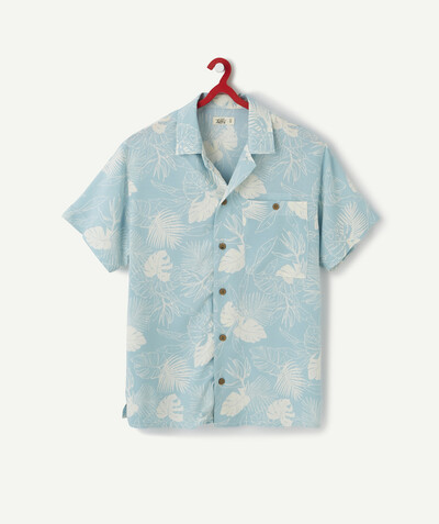 shirt Sub radius in - BLUE LEAF PRINT SHIRT IN VISCOSE