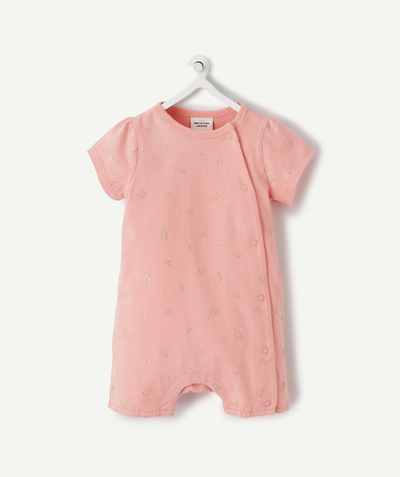 Sleepsuit - Pyjamas radius - SHORT PINK SLEEPSUIT IN ORGANIC COTTON
