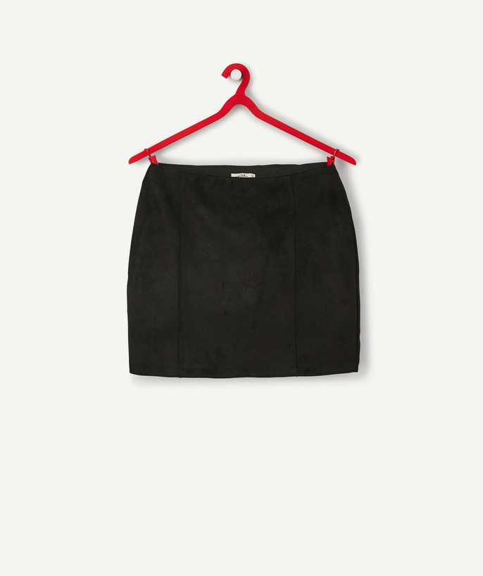 Shorts - Skirt Sub radius in - STRAIGHT SHORT SKIRT IN BLACK FAUX SUEDE