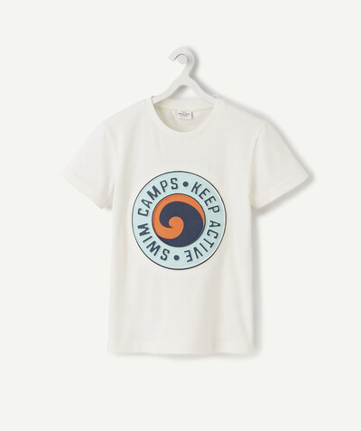 Sportswear radius - WHITE T-SHIRT IN ORGANIC COTTON WITH A RELIEF DESIGN