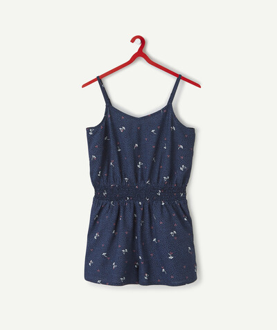 Jumpsuits - Dungarees Tao Categories - SHORT NAVY BLUE PRINTED JUMPSUIT IN VISCOSE