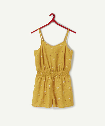 Jumpsuits - Dungarees Tao Categories - SHORT MUSTARD YELLOW PRINTED JUMPSUIT IN VISCOSE