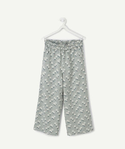 BOTTOMS radius - FLUID AND FLOWER-PATTERNED SEA GREEN TROUSERS