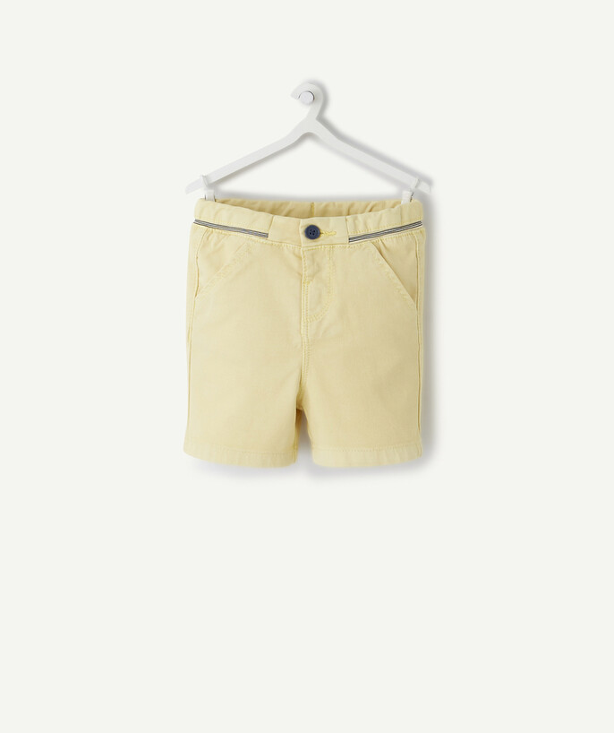 Shorts - Bermuda shorts family - YELLOW CHINO BERMUDA SHORTS WITH STRIPED BINDING