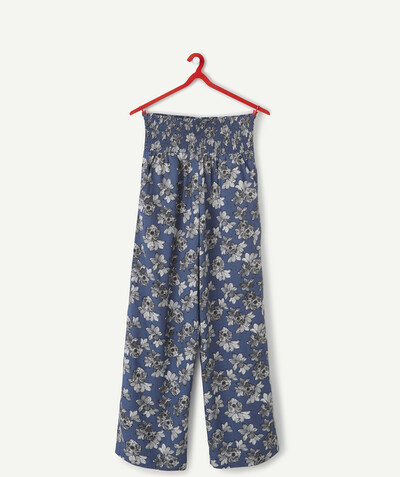 Girl radius - FLUID BLUE AND FLOWER-PATTERNED TROUSERS