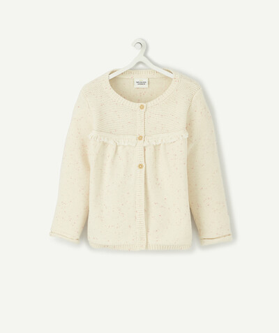Outlet radius - CREAM KNITTED JACKET WITH FRINGES