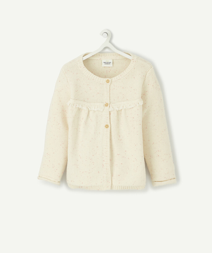 Knitwear radius - CREAM KNITTED JACKET WITH FRINGES