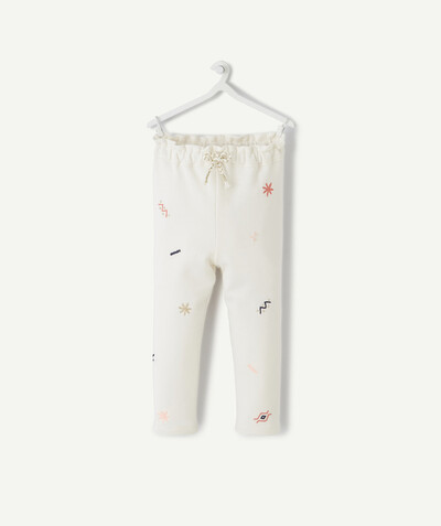 Low prices radius - CREAM LEGGINGS IN ORGANIC COTTON WITH EMBROIDERY