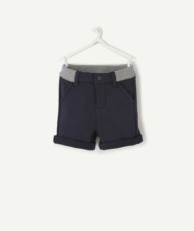 Shorts - Bermuda shorts family - NAVY BLUE AND STRIPED BERMUDA SHORTS IN ORGANIC COTTON