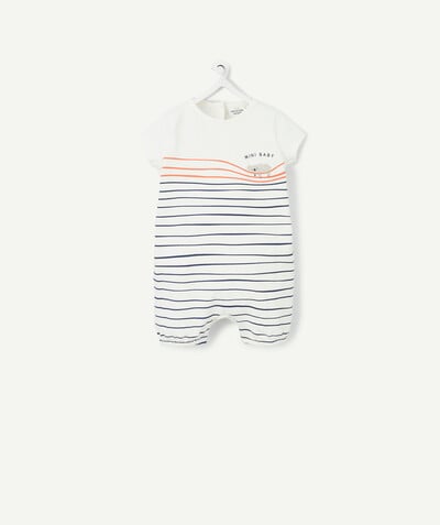 Unisex Newborn radius - STRIPED SLEEPSUIT IN ORGANIC COTTON WITH A KOALA AND A MESSAGE