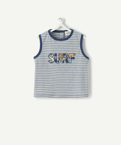 ECODESIGN radius - STRIPED TANK TOP WITH A COLOURED MESSAGE IN ORGANIC COTTON