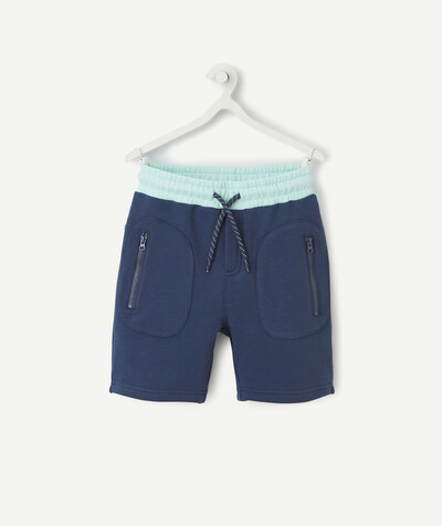 Low prices radius - BLUE BERMUDA SHORTS IN ORGANIC COTTON WITH ZIPPED POCKETS