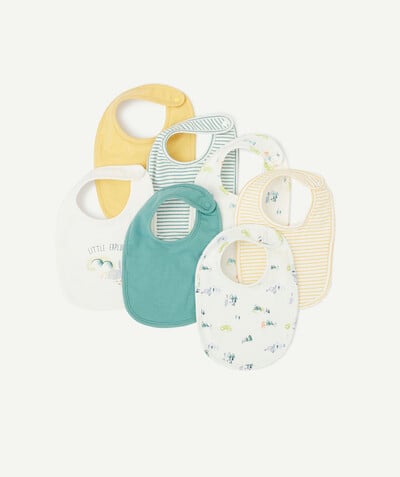 Essentials : 50% off 2nd item* family - PACK OF SEVEN GREEN AND CAMPING PRINT BIBS