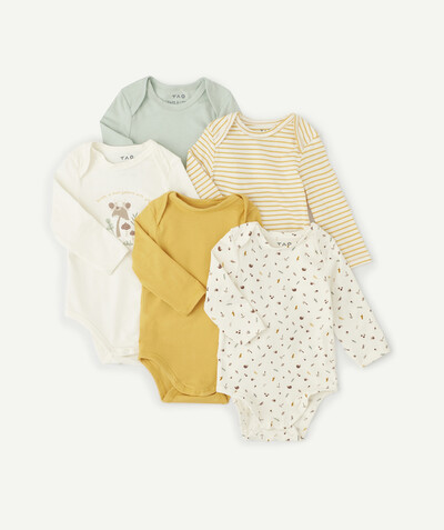 All collection radius - PACK OF FIVE AUTUMN INSPIRED BODYSUITS IN ORGANIC COTTON