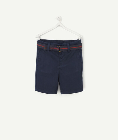 Shorts - Bermuda shorts family - NAVY BLUE BERMUDA SHORTS WITH A WOVEN BELT