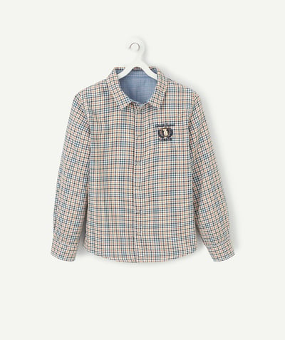 Low prices radius - REVERSIBLE PLAIN AND CHECKED COTTON SHIRT
