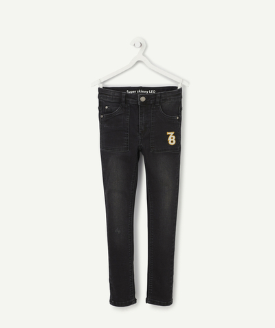 BOTTOMS radius - BLACK SUPER SKINNY JEANS WITH EMBROIDERED FIGURES