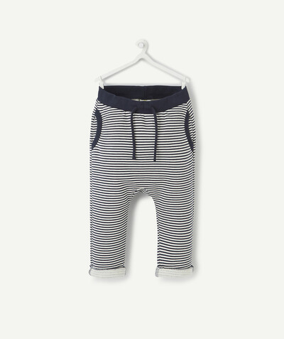 Trousers radius - BLUE AND WHITE STRIPED HAREM PANTS IN ORGANIC COTTON