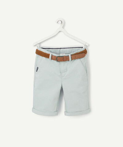 Special Occasion Collection radius - PASTEL GREEN BERMUDA SHORTS IN COTTON CANVAS WITH A BELT