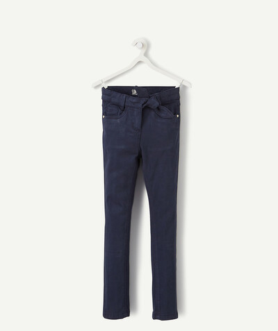 BOTTOMS radius - NAVY BLUE SUPER-SKINNY TROUSERS WITH A BOW